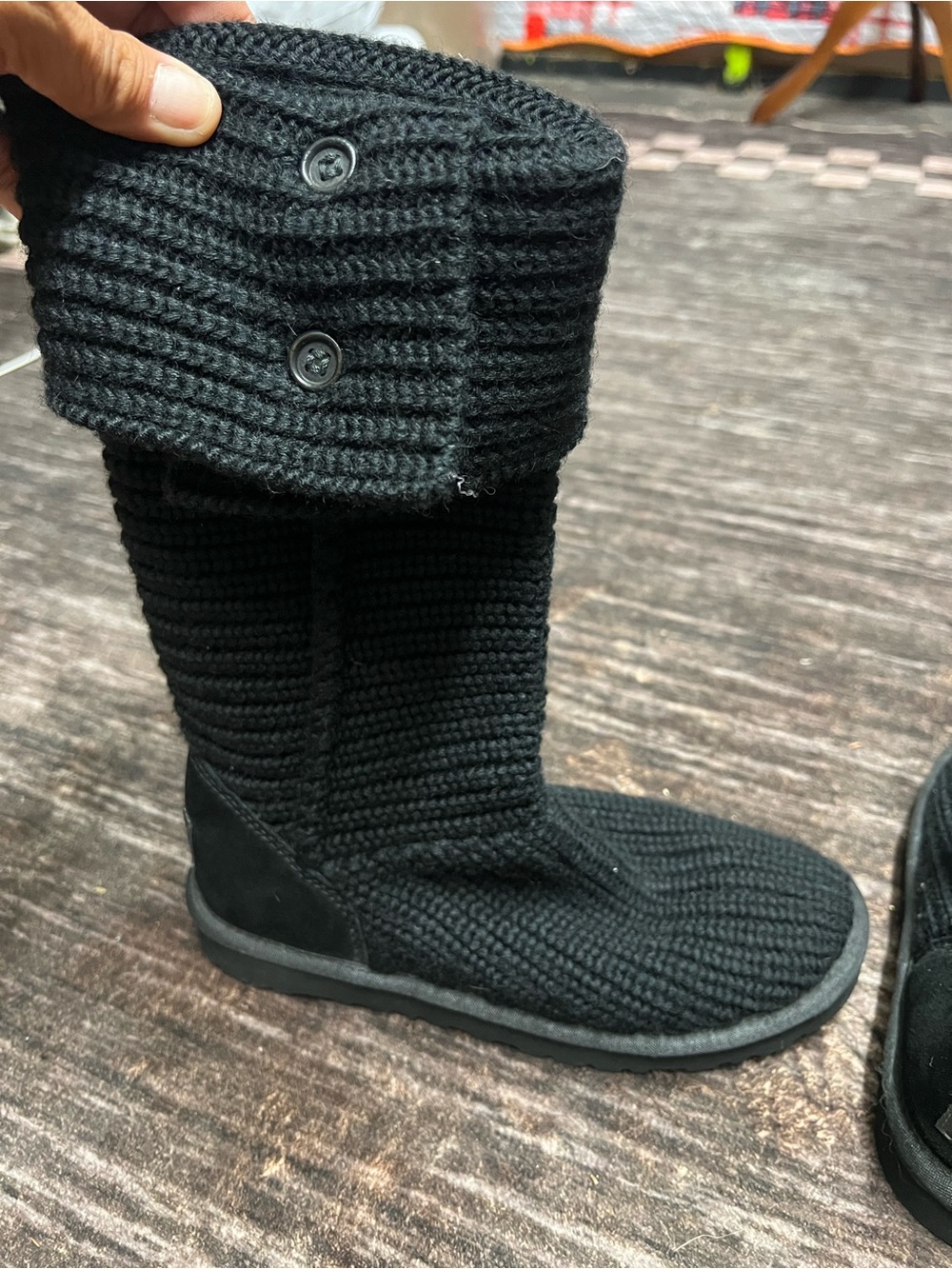 UGG Black Knit Boots - 6